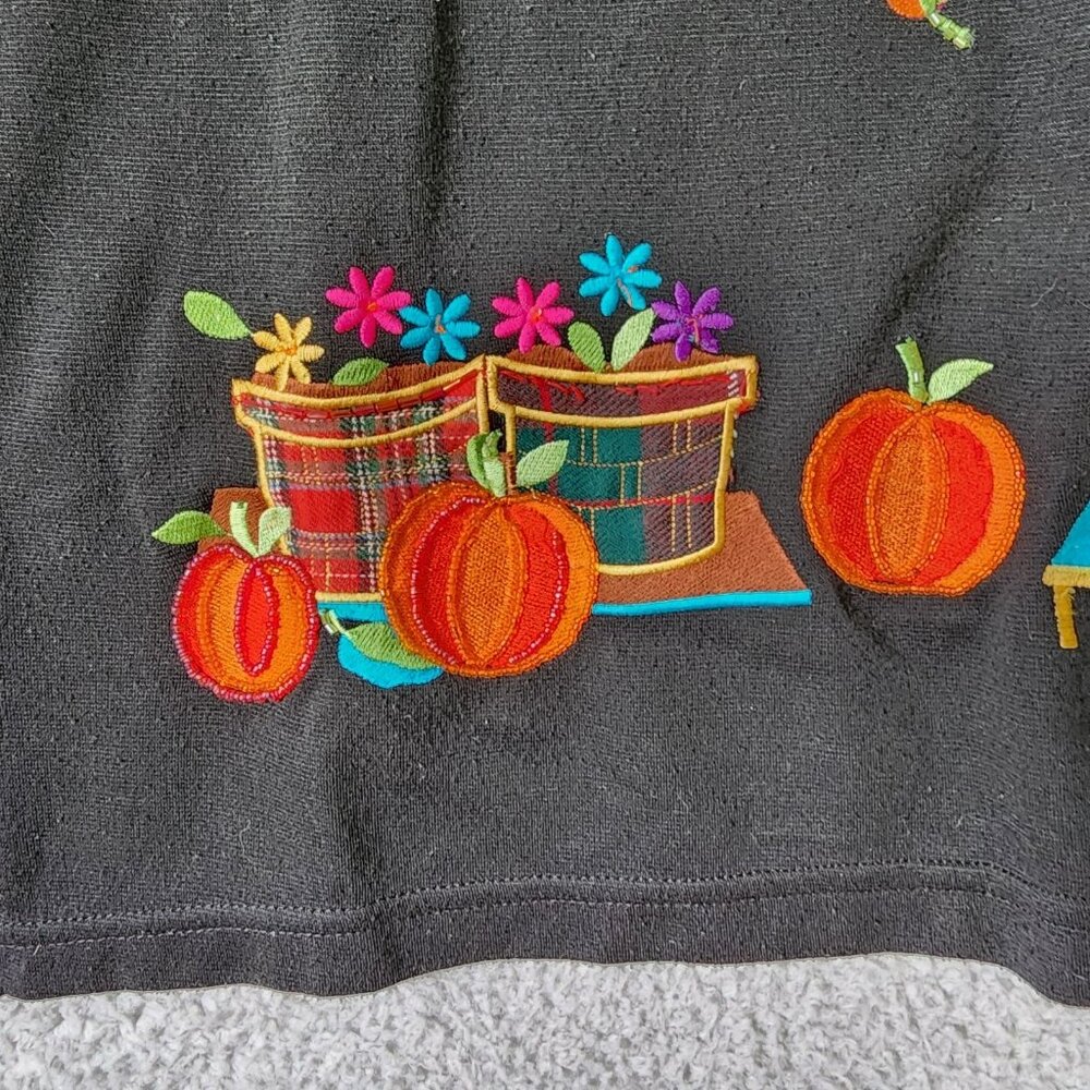 The Quacker Factory Women's Sz M L/S Shirt Halloween Autumn Pumpkin Patch Black - Picture 5 of 12